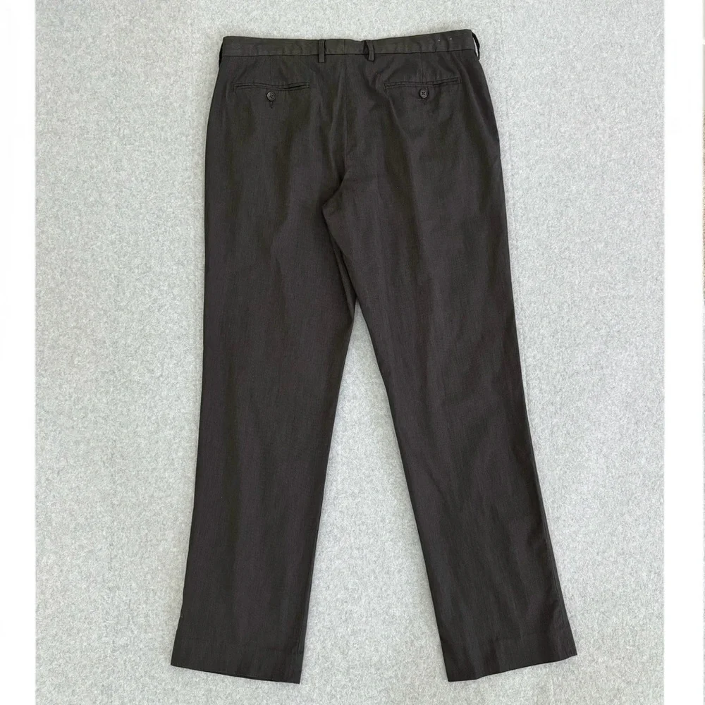 J Crew Pants Mens 34 X 32 Brown Black Micro Stripes Classic Fit Office Academia